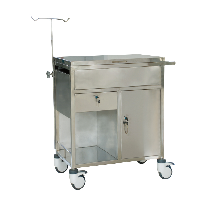 Chariot d'urgence &agrave; une porte en acier inoxydable
