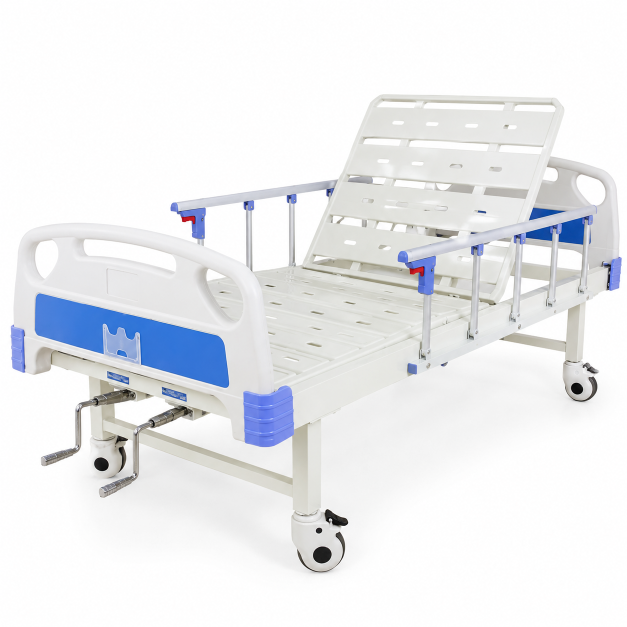 Lit d'h&ocirc;pital manuel &agrave; deux fonctions en acier en bande